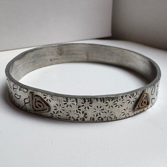 Q. Miller Artisan Bracelet – “Fierce” Pattern – Handcrafted Pewter & Mixed Metal - Picture 3 of 8